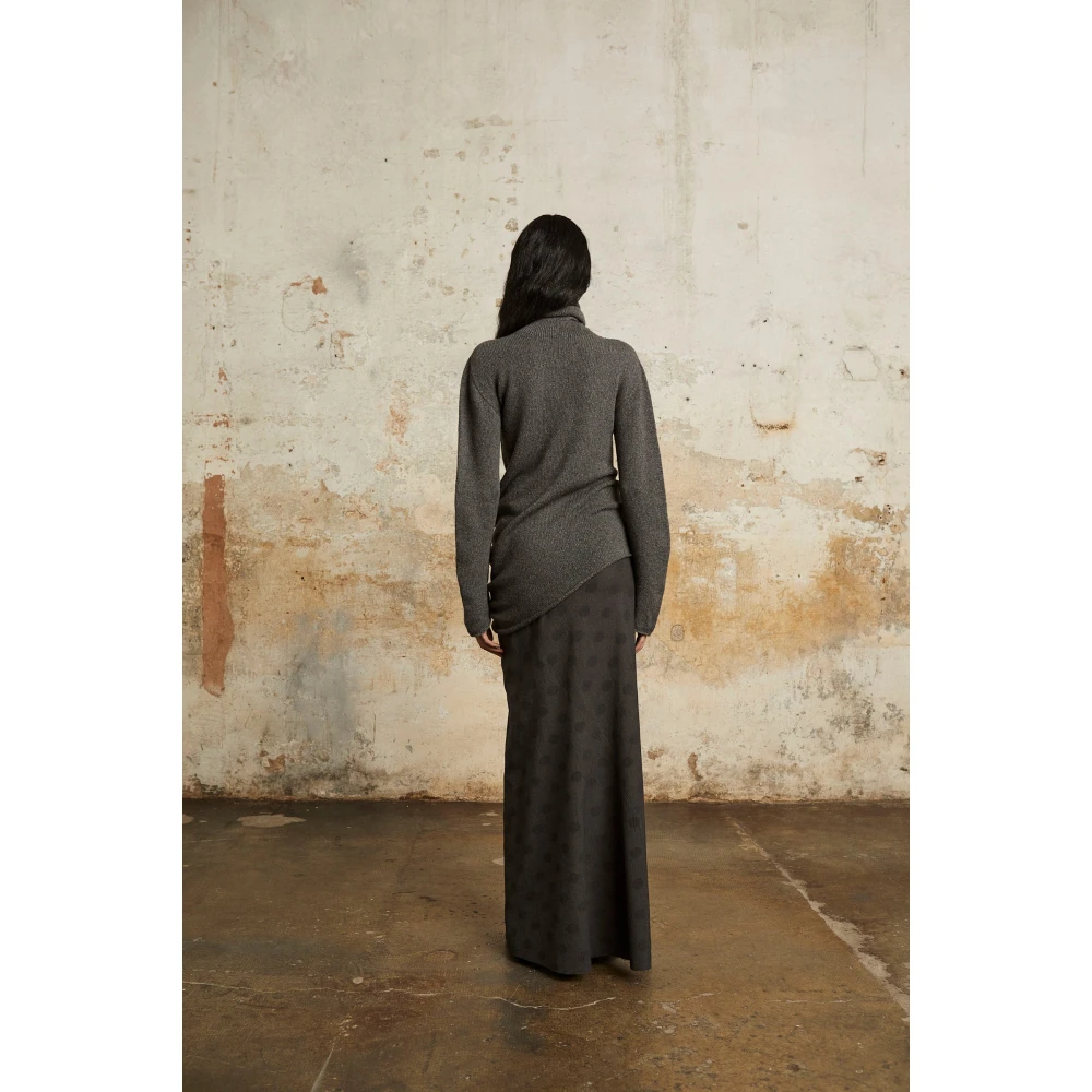 Cortana Gestippelde Bias Cut Maxi Rok Black Dames