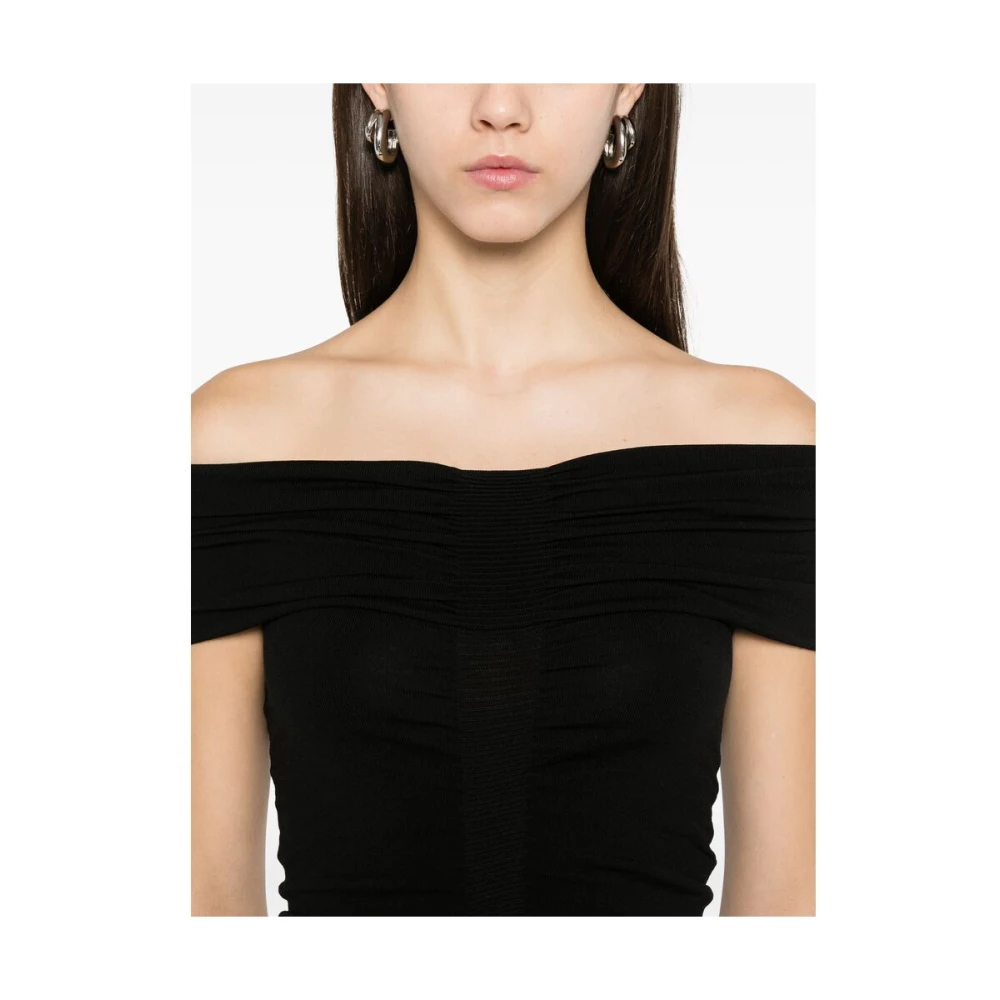 alexander wang Zwarte Gerimpelde Asymmetrische Zoom Jurk Black Dames