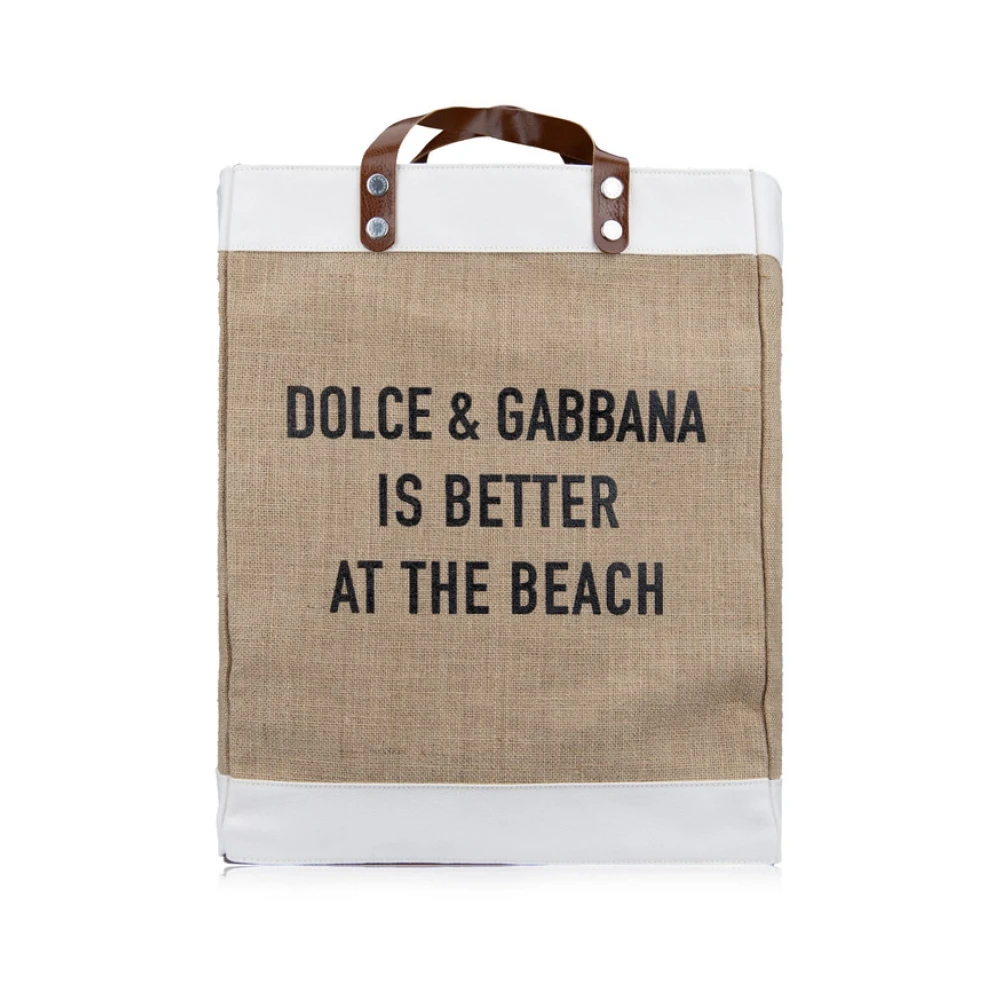 Dolce & Gabbana Stijlvolle Leren Tas Beige Heren