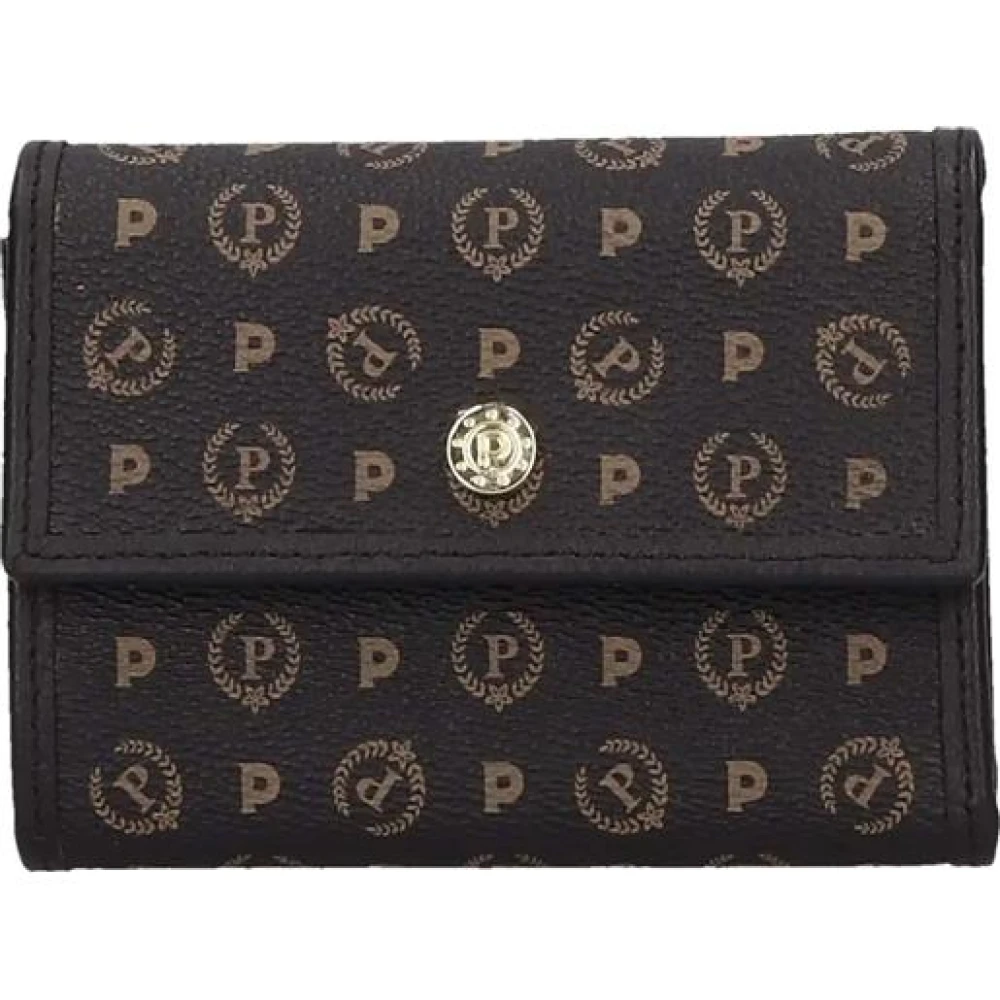 Pollini Women's Black Wallets & Cardholders, One Size, Mini Portafoglio Con Patta In Stampa Heritage