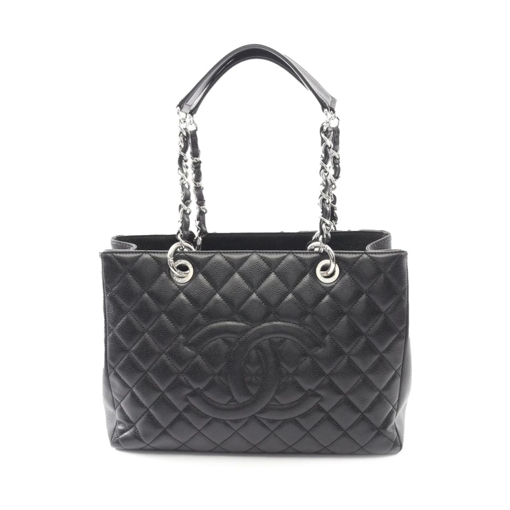 Chanel Vintage Women's Black Pre-Owned Vintage Quilted Caviar Leather Tote Bag