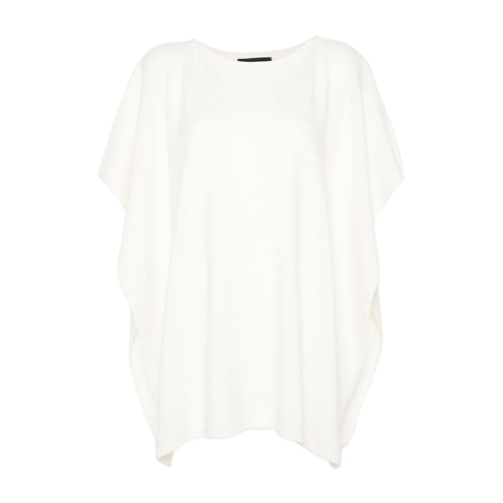 Fabiana Filippi Witte Gebreide Poncho Jas White Dames