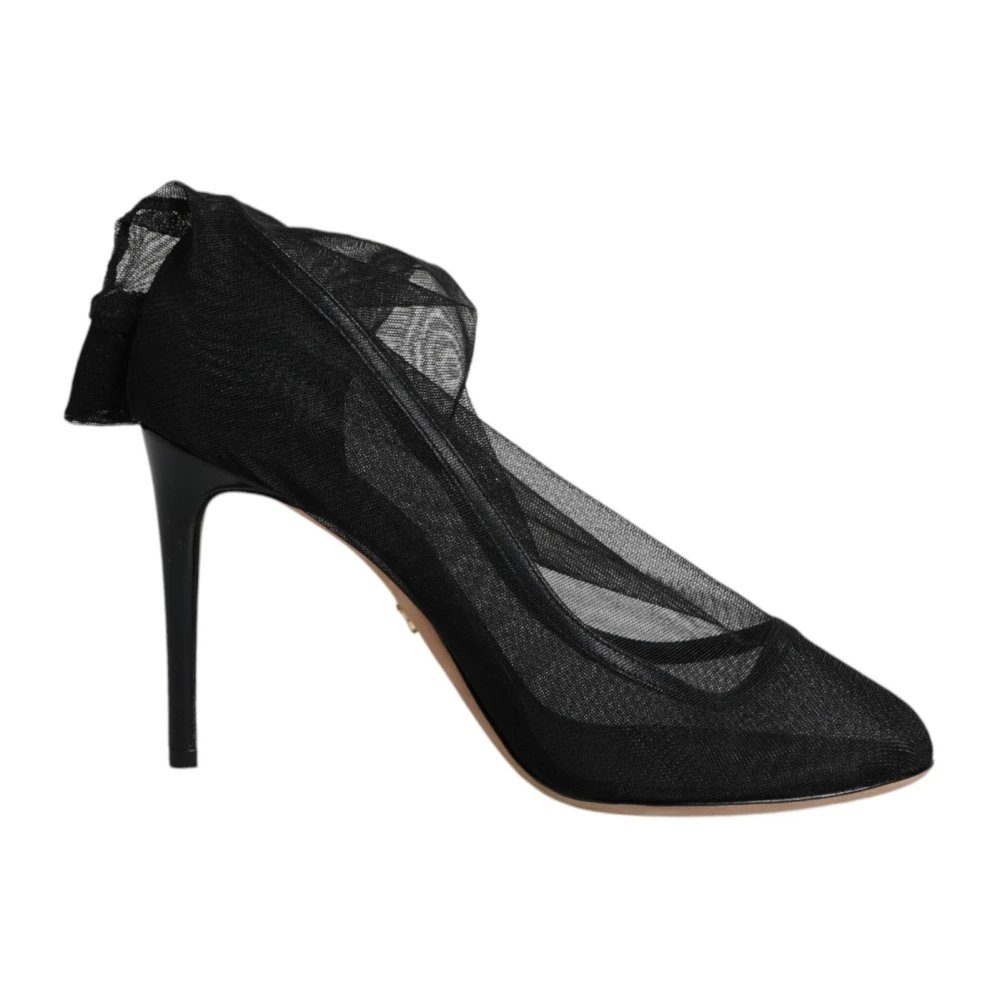 Dolce & Gabbana Women's Black Stretch Mesh Sock Boots Leather Sole