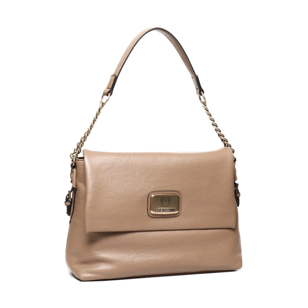 Love Moschino Zwarte schoudertas met gouden decoraties Brown Dames