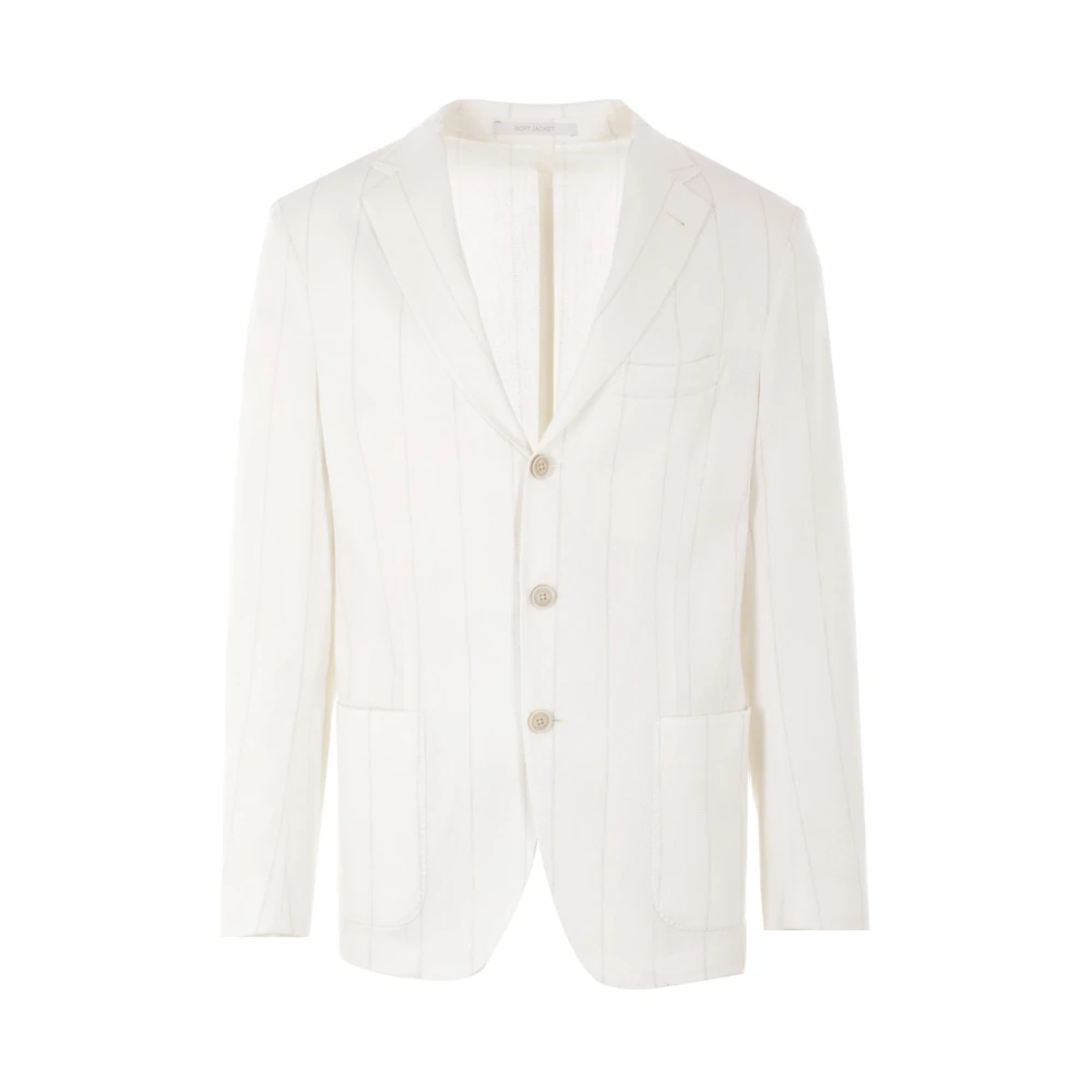 Eleventy Witte Jas met Krijtstreep Patroon White Heren
