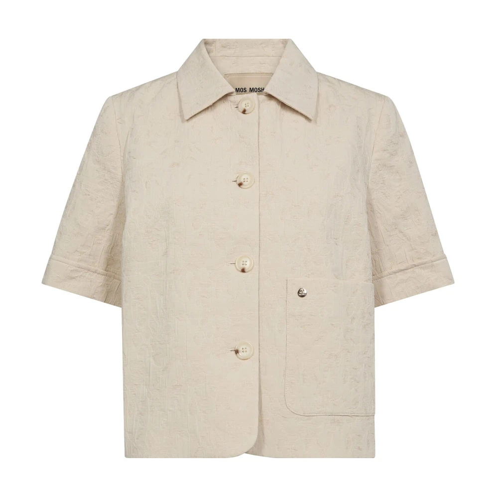 MOS MOSH Jacquard jas met korte mouwen en kraag Beige Dames
