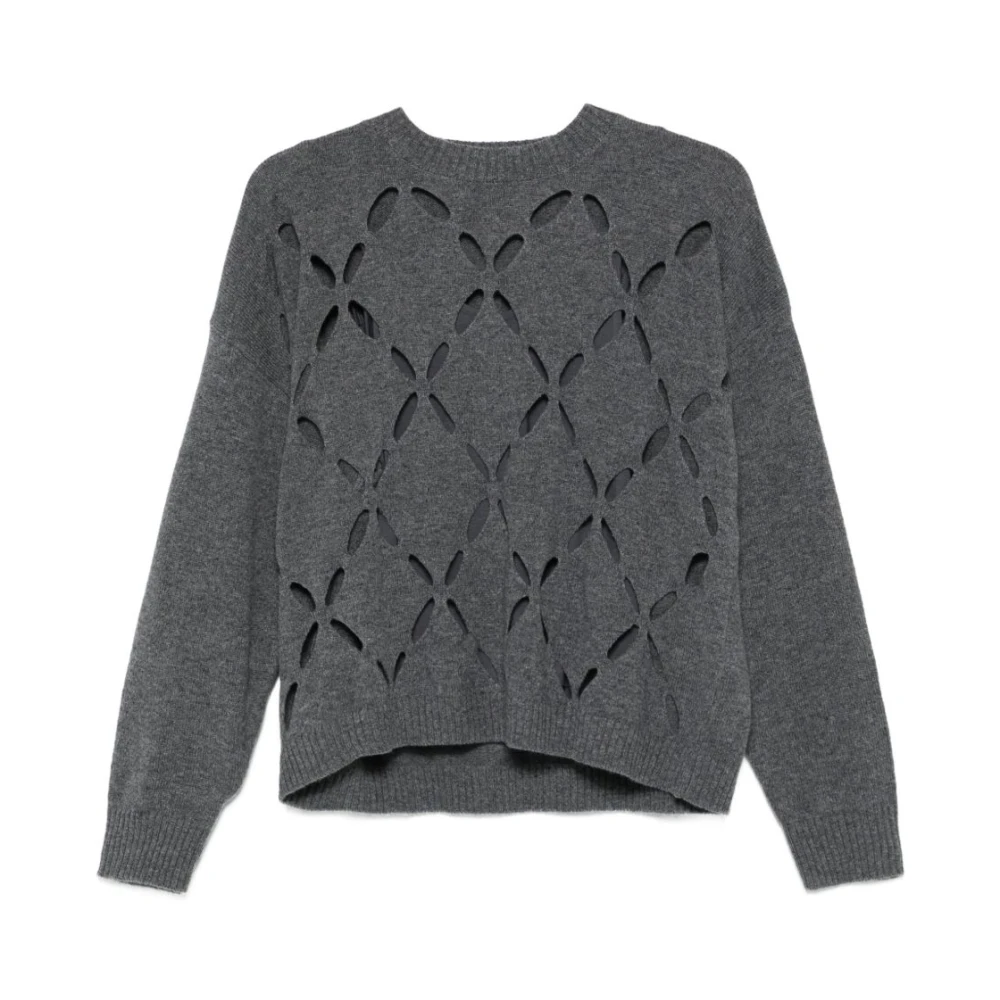 Liu Jo Women's Gray Wool Jumper With Cut-Out Detailing