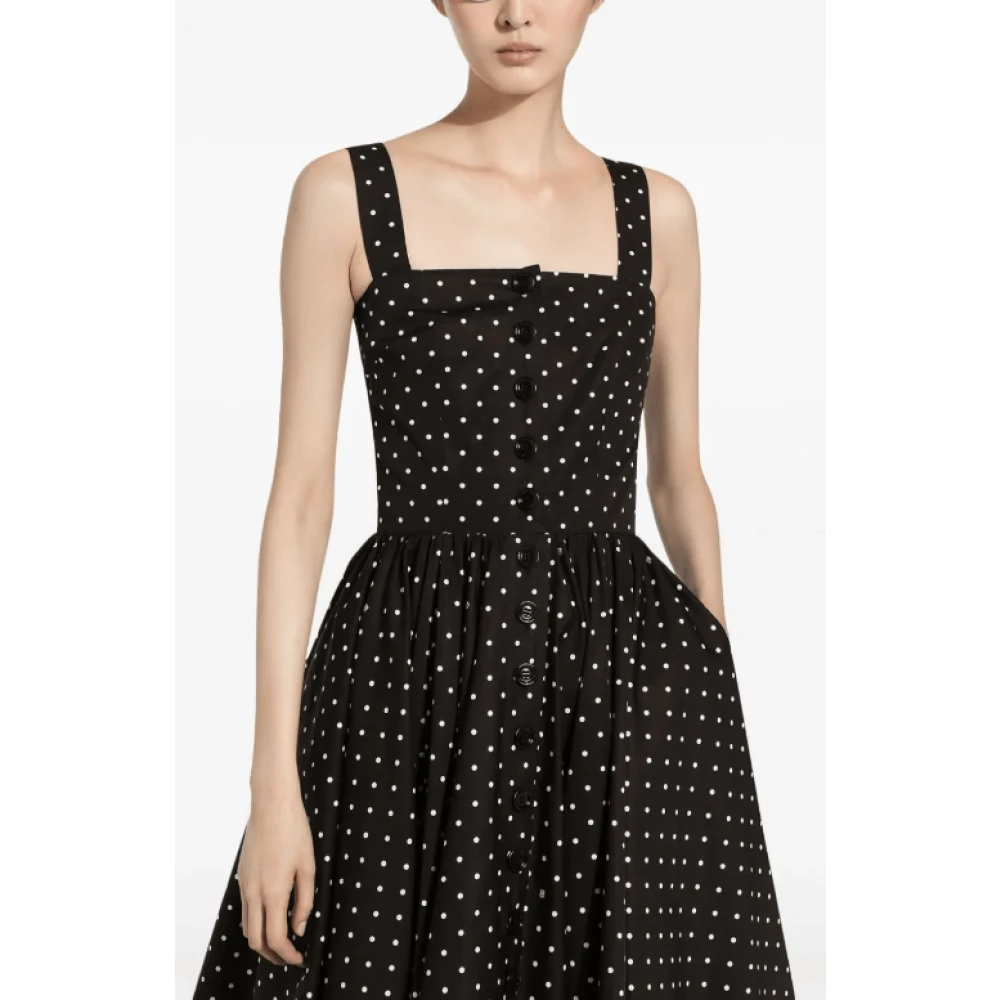 Dolce & Gabbana Polka Dot Katoenen Midi Jurk Black Dames
