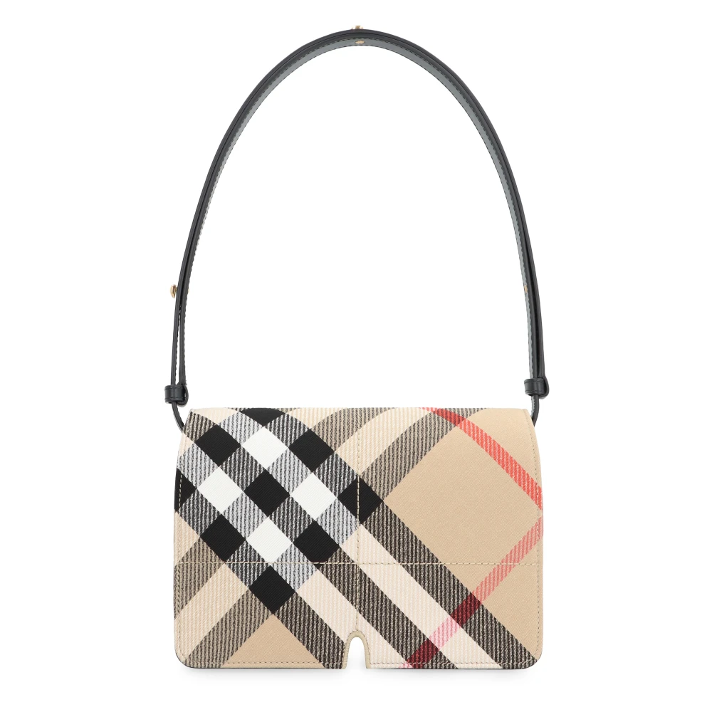 Burberry Stijlvolle Schoudertas met Check Motif Beige Dames