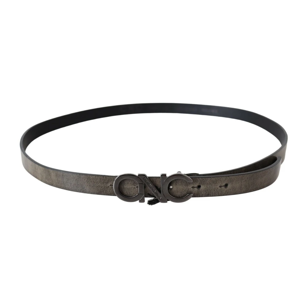 Costume National Women's Brown Leather Letter Logo Buckle Belt