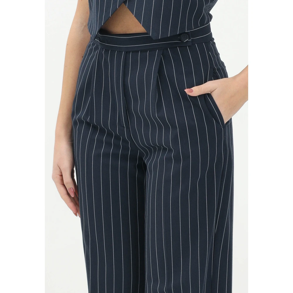 ViCOLO Elegante Blauwe Gestreepte Broek Blue Dames