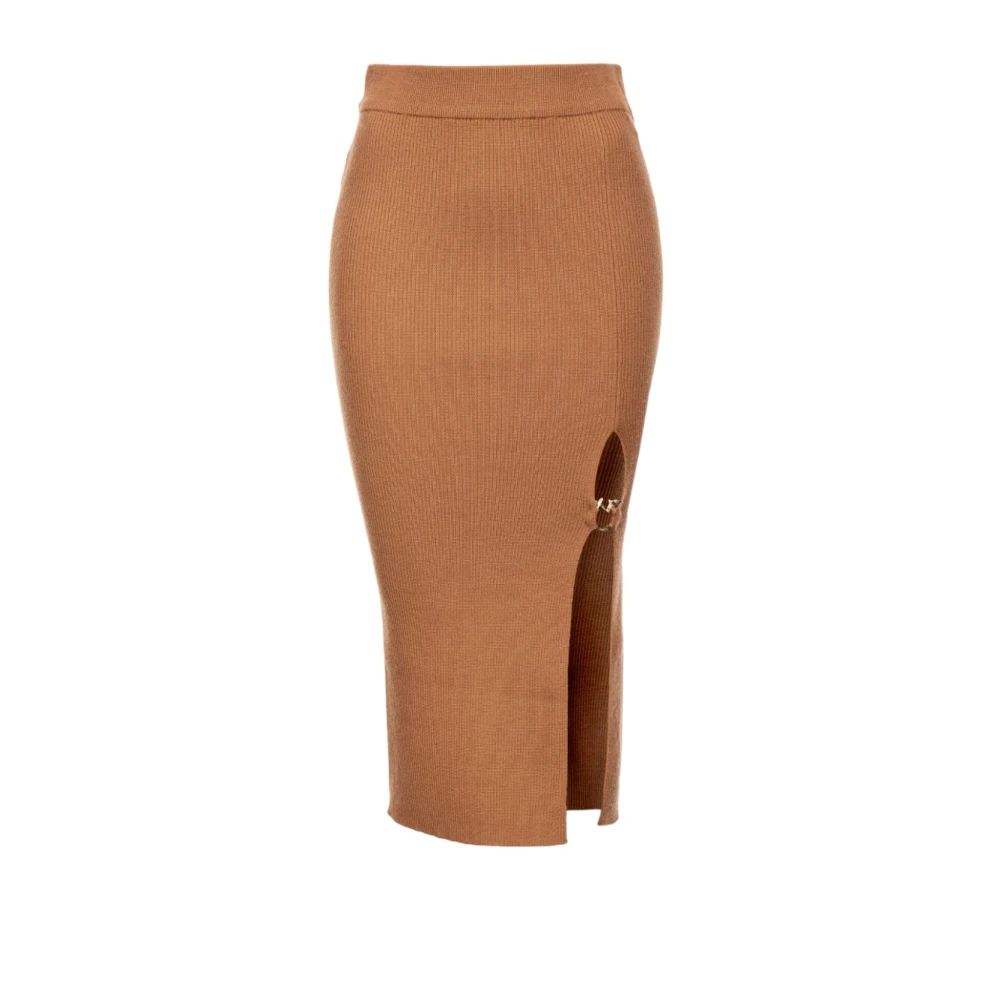 Pinko Mujer Marrón - Falda De Lana Elástica - Skirts - S - Falda De Lana Elástica