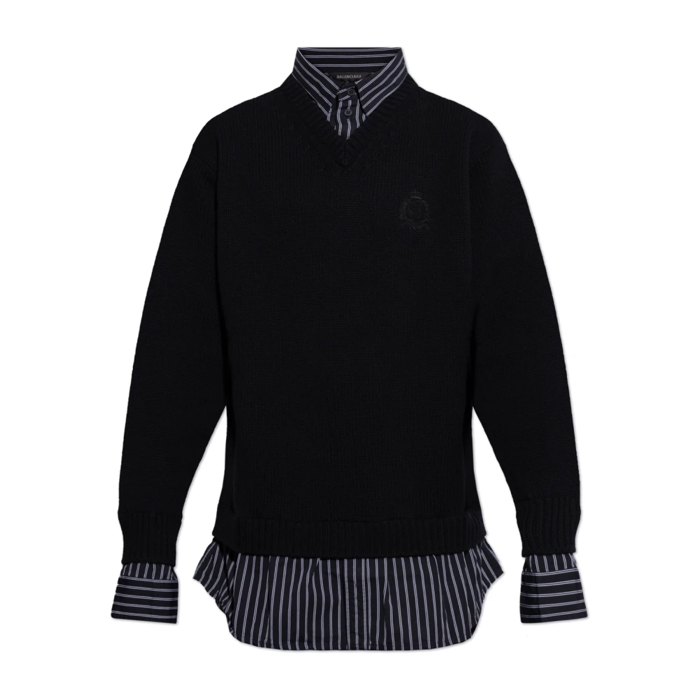 Balenciaga V-hals trui Black Heren
