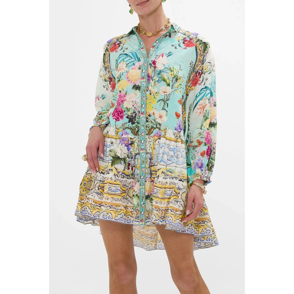 Camilla Gelaagde Korte Jurk Tuinen Queluz Palace Multicolor Dames