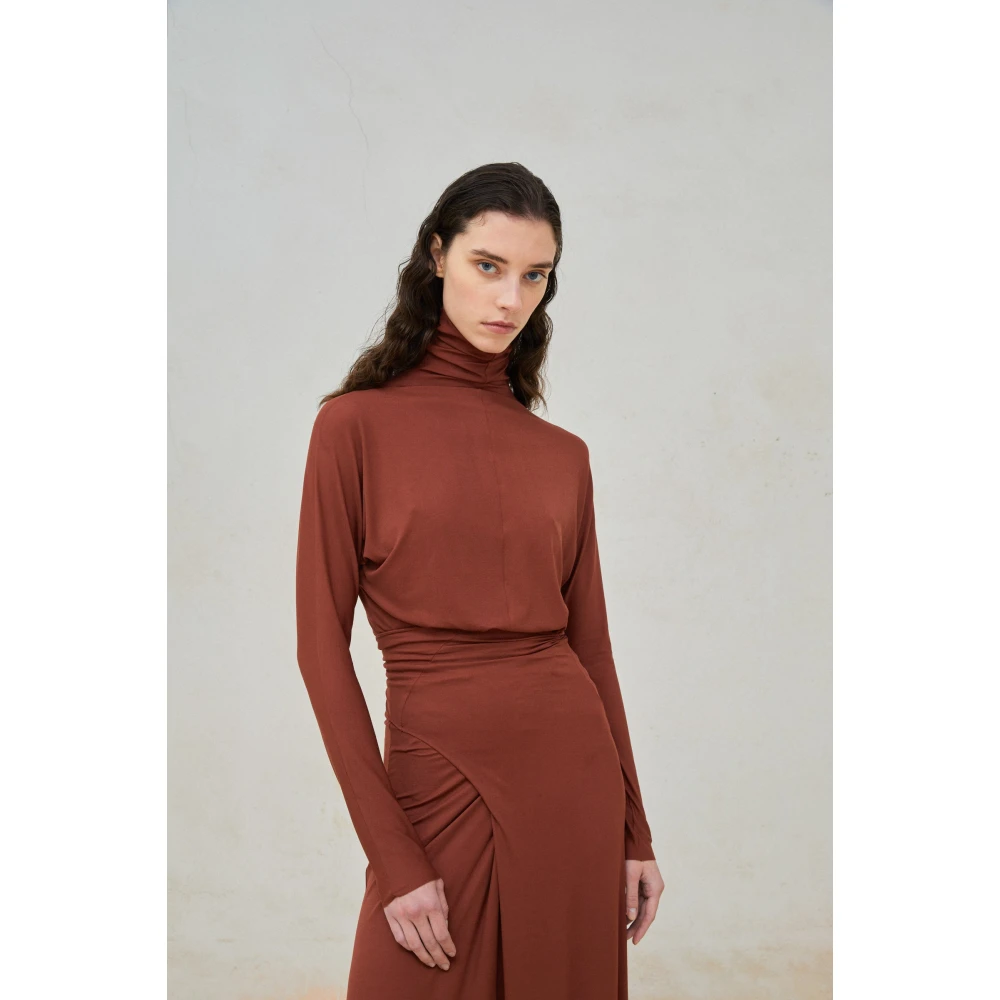 Cortana Lange jurk in cupro stretch Red Dames