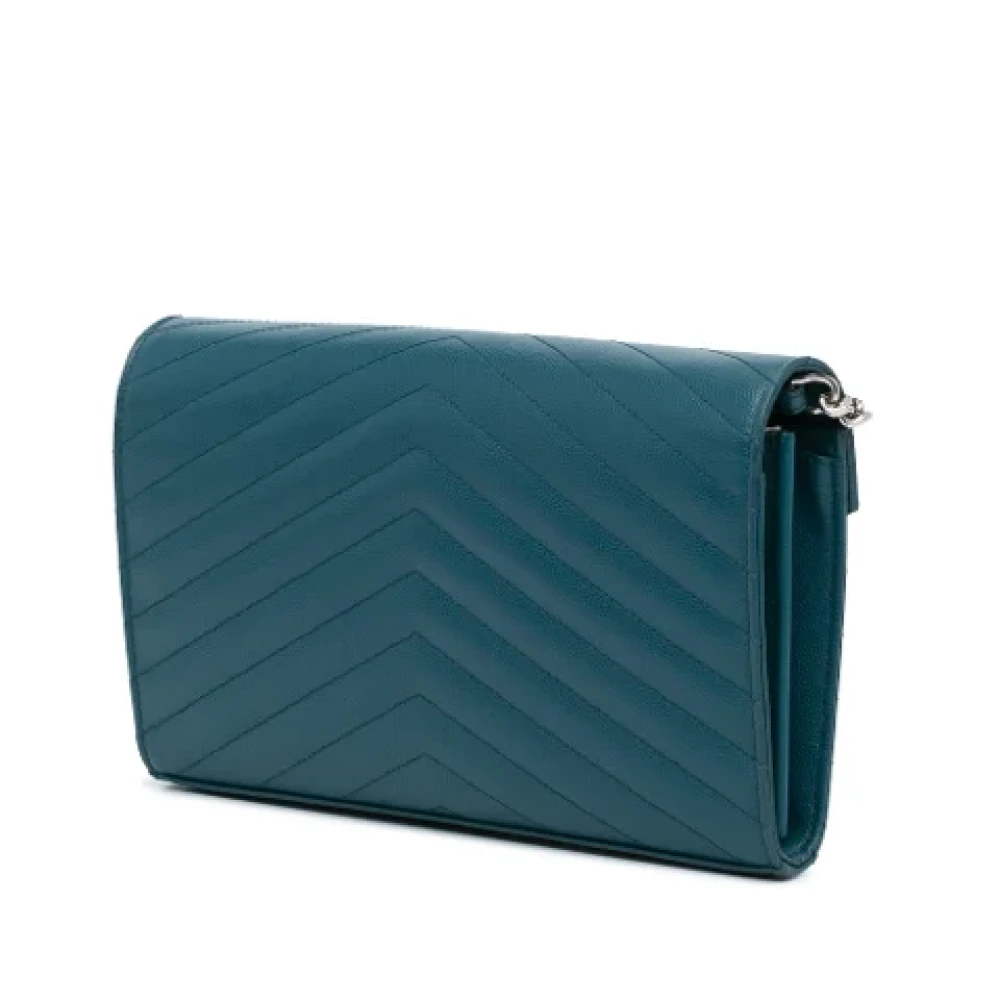 Yves Saint Laurent Vintage Pre-owned Leather shoulder-bags Blue Dames