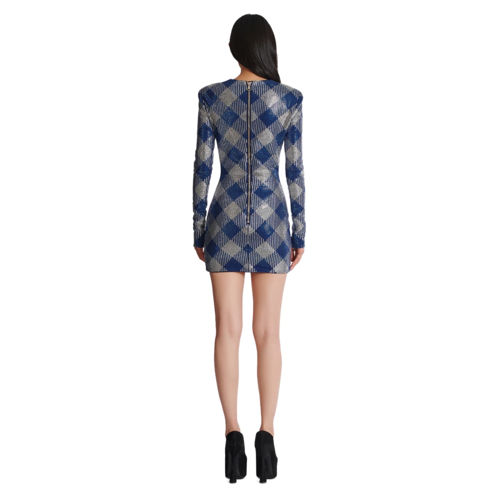 Balmain Gingham strassjurk Blue Dames