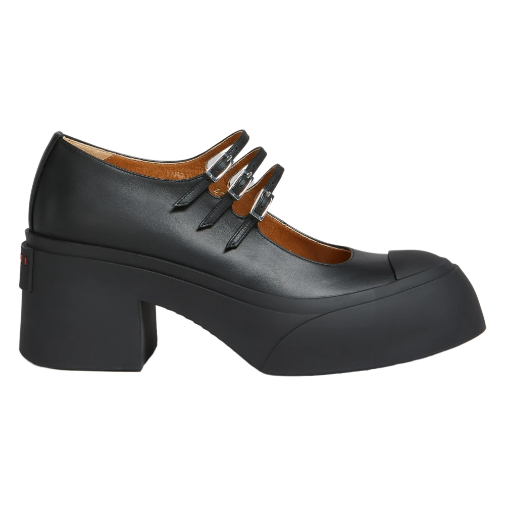 Marni Women's Black Leather Pablo Triple-Buckle Mary Jane Shoe
