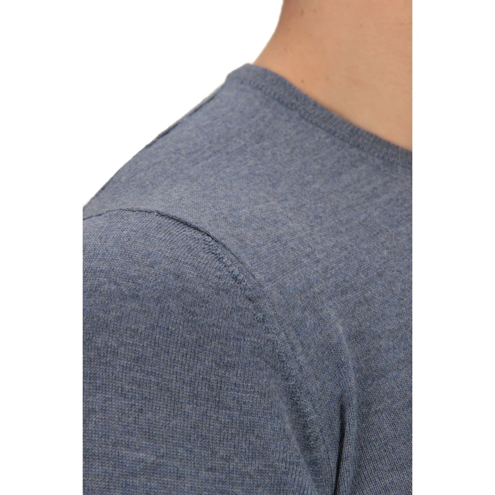 Barba Heldere Blauwe Wol-Kasjmier Trui Blue Heren