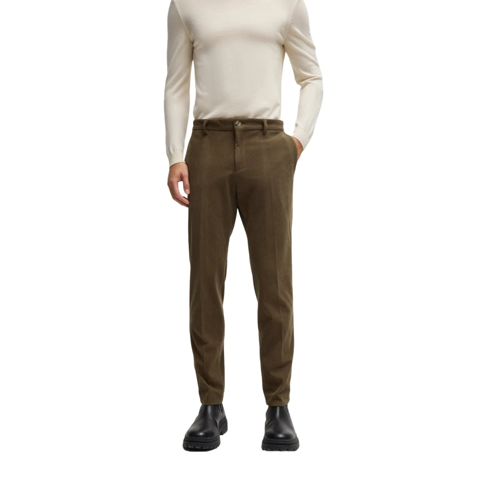 Hugo Boss Fluweel Corduroy Slim Fit Broek Green Heren