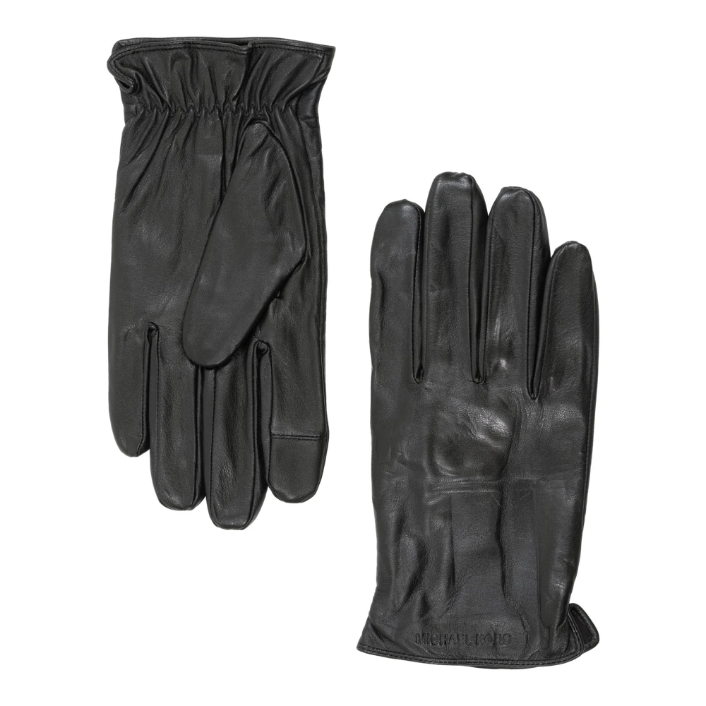 Michael Kors Effen Kleur Logo Handschoenen Black Heren