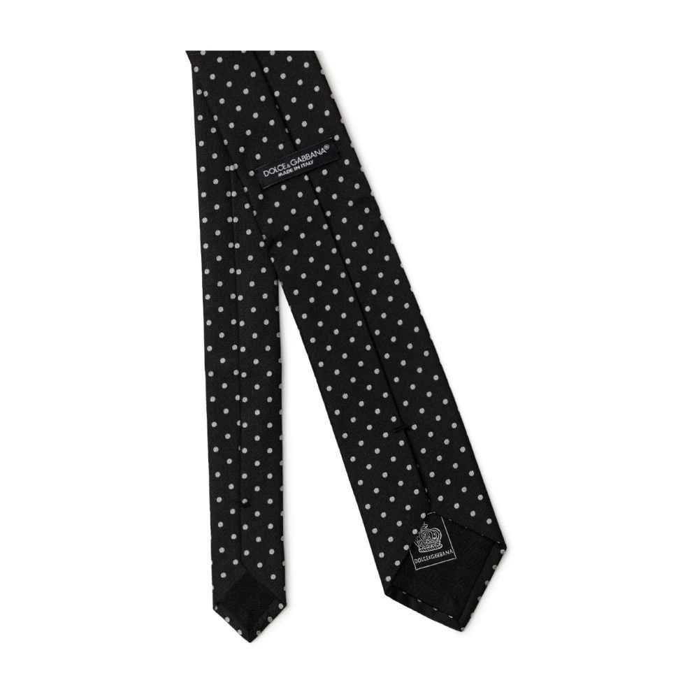 Dolce & Gabbana Zijden stropdas met stippen Black Heren