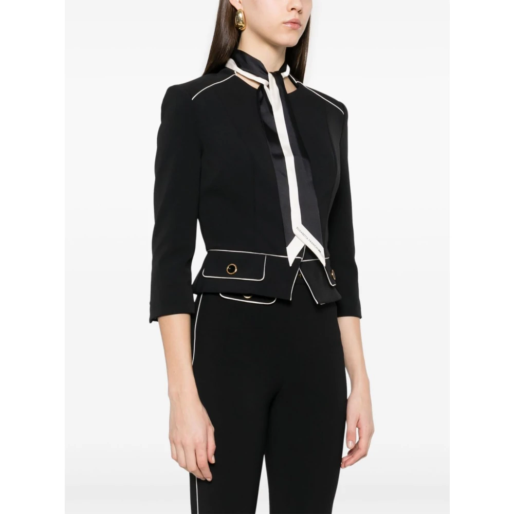 Elisabetta Franchi Zwarte Knoopjasje met Schoudervullingen Black Dames