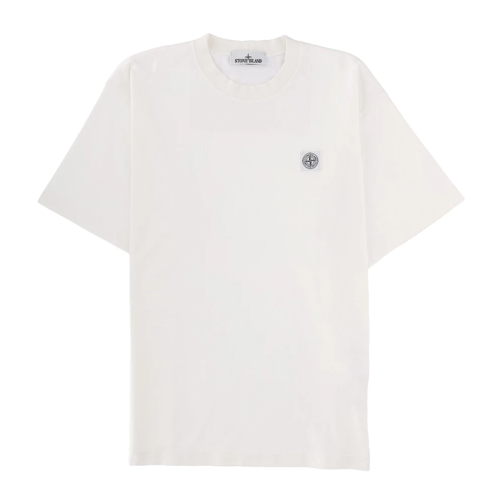 Stone Island White T-Shirts, Male, M, Ss T-Shirt