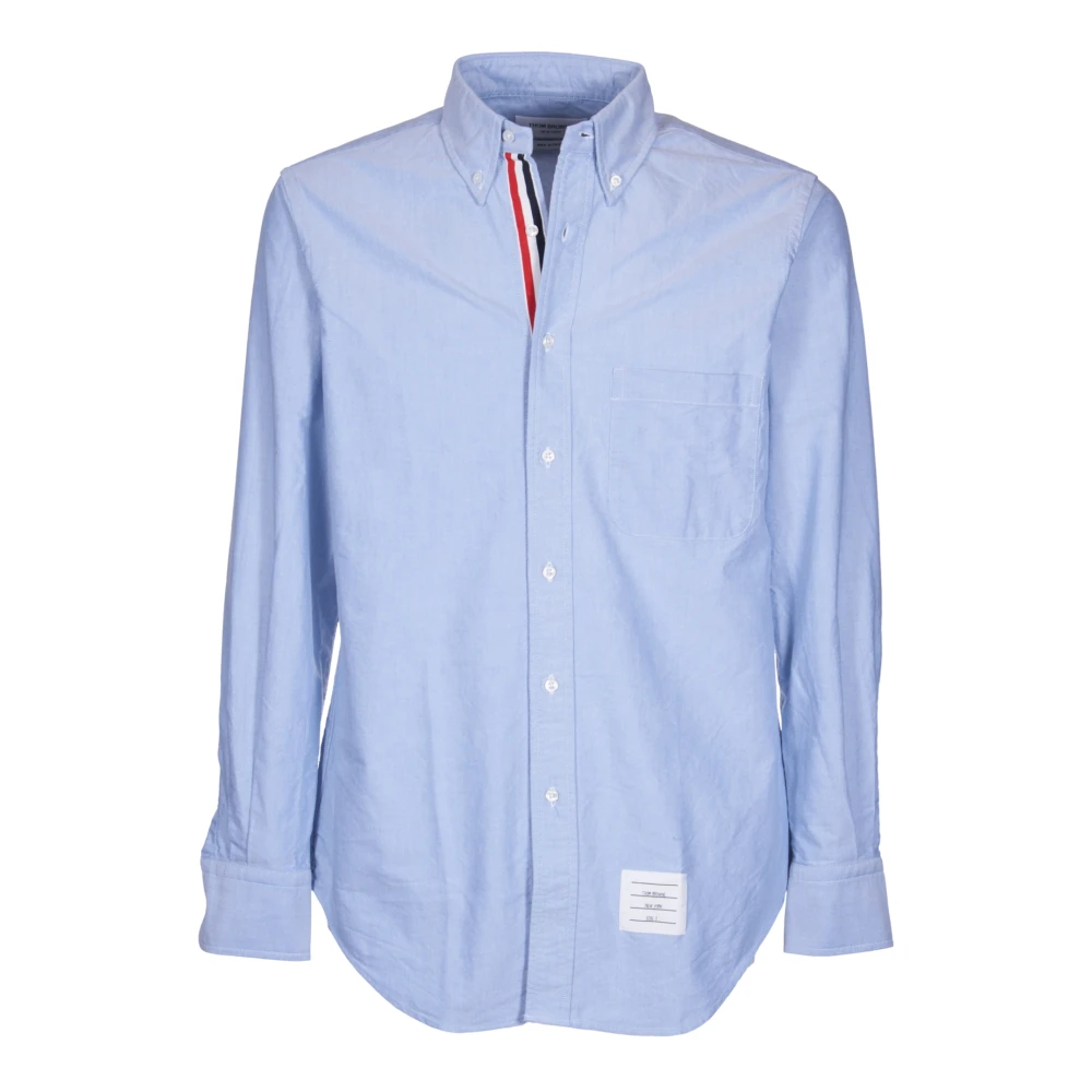 Thom Browne Blauw Katoenen Shirt Gestreepte Grosgrain Blue Heren