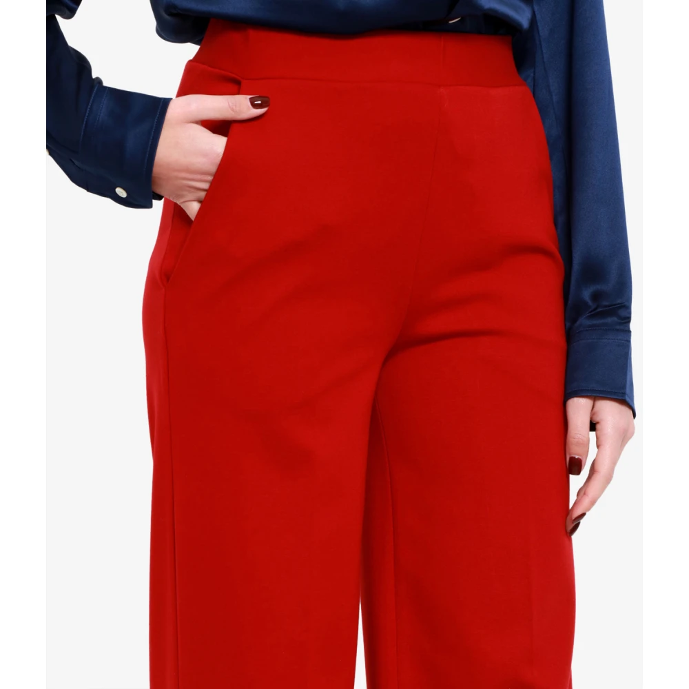 Semicouture Rode Milan Steek Wijde Pijp Broek Red Dames