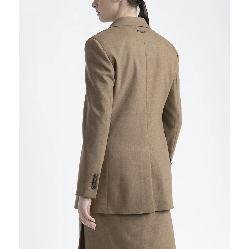 PESERICO Wollen en kasjmier flanel double-breasted blazer Brown Dames