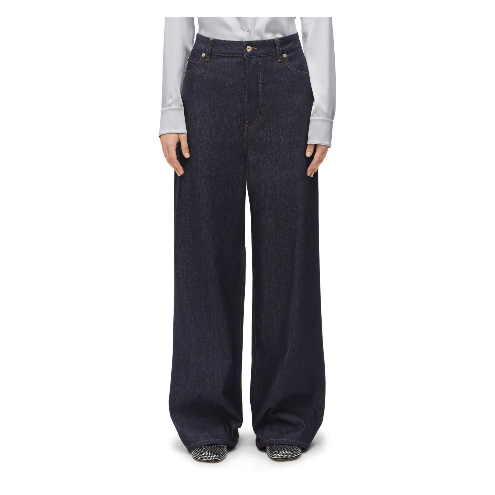 Loewe Hoge Taille Denim Jeans Blue Dames