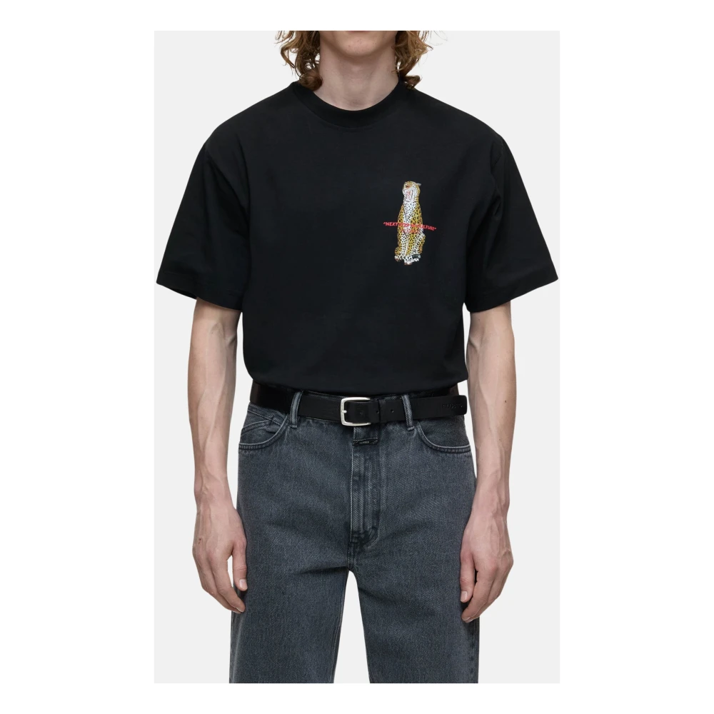 closed Korte Mouw Regular Fit T-shirt met Voorkant Print Black Heren