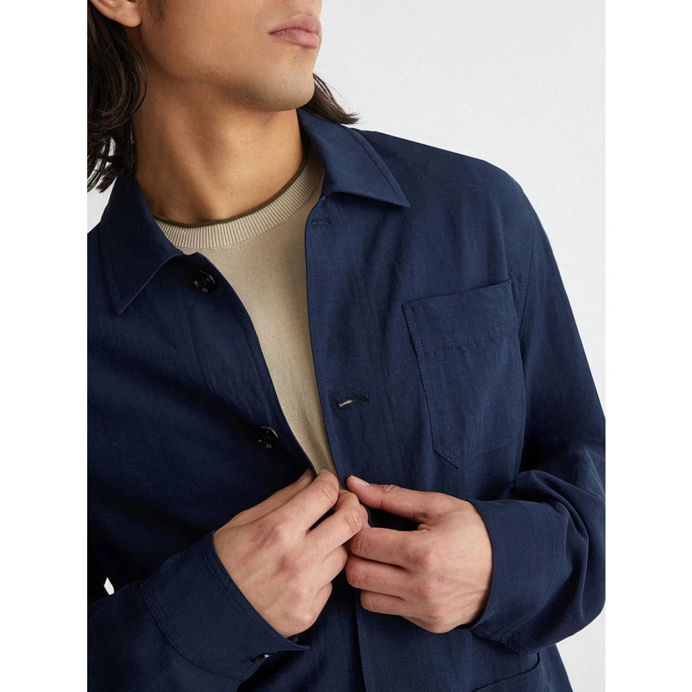 Liu Jo Blauw Linnen Jas Mannen Navy Blue Heren