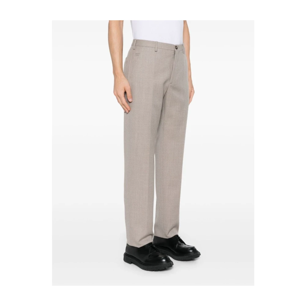 Incotex Beige Wol Broek Taps Toelopende Pijp Beige Heren