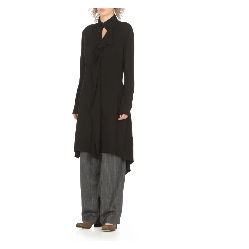 Y-3 Zwarte Viscose Shirt met Kraag Black Dames