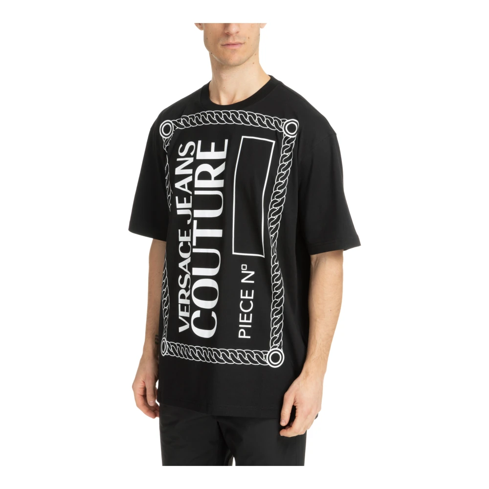 Versace Jeans Couture Gestreept Waterverf T-shirt met Logo Black Heren