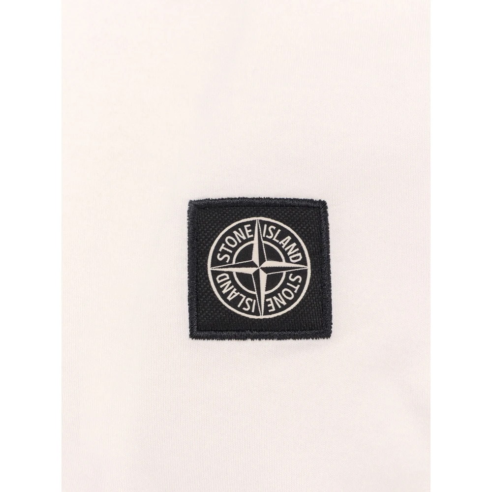Stone Island Katoenen Logo T-shirt Korte Mouw Zak White Heren