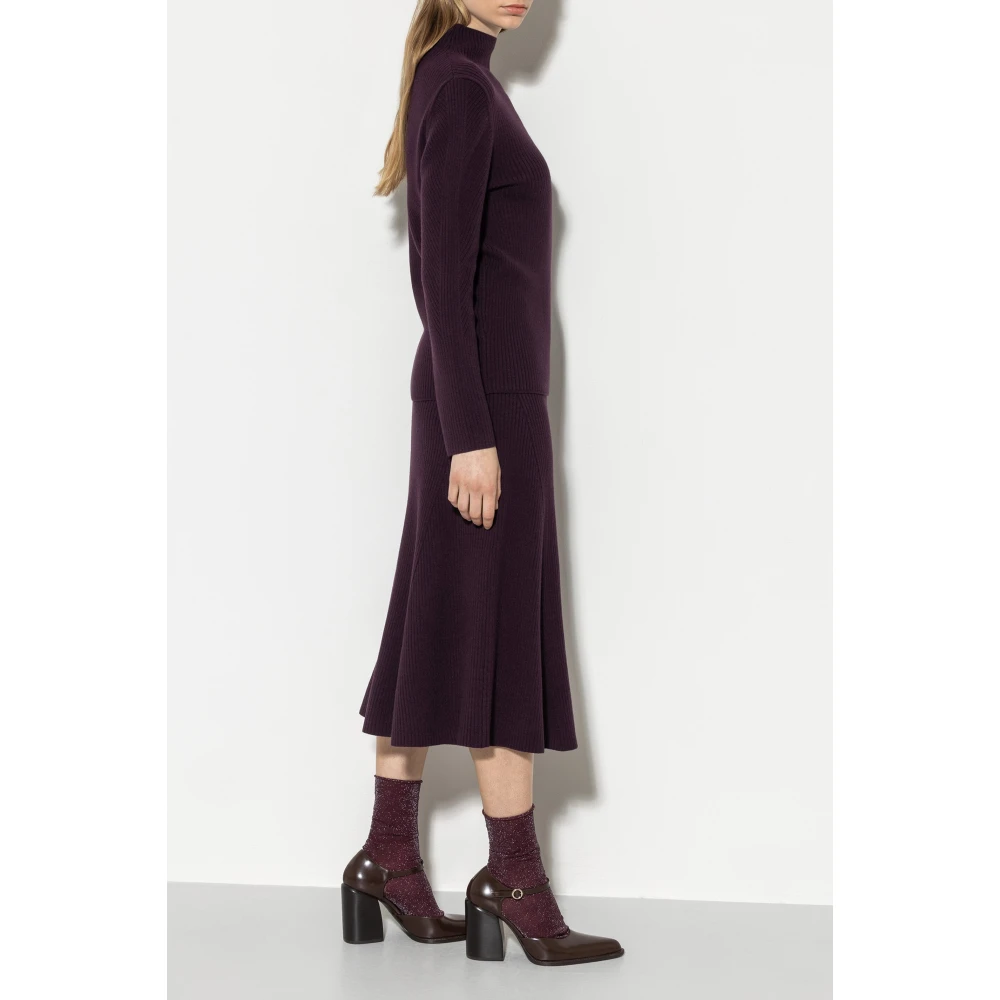 LUISA CERANO Bourgondische Geribbelde Midi Rok Red Dames
