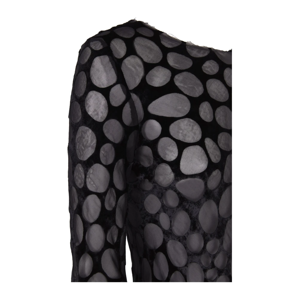 Cortana Pebbles top in fluweel devore Black Dames