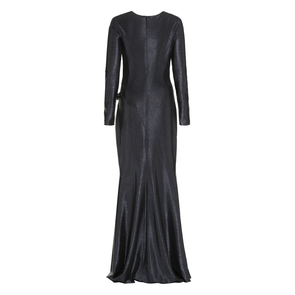 Talbot Runhof Jurk met Gedrapeerde Halslijn en Transparante Mouwen Blue Dames