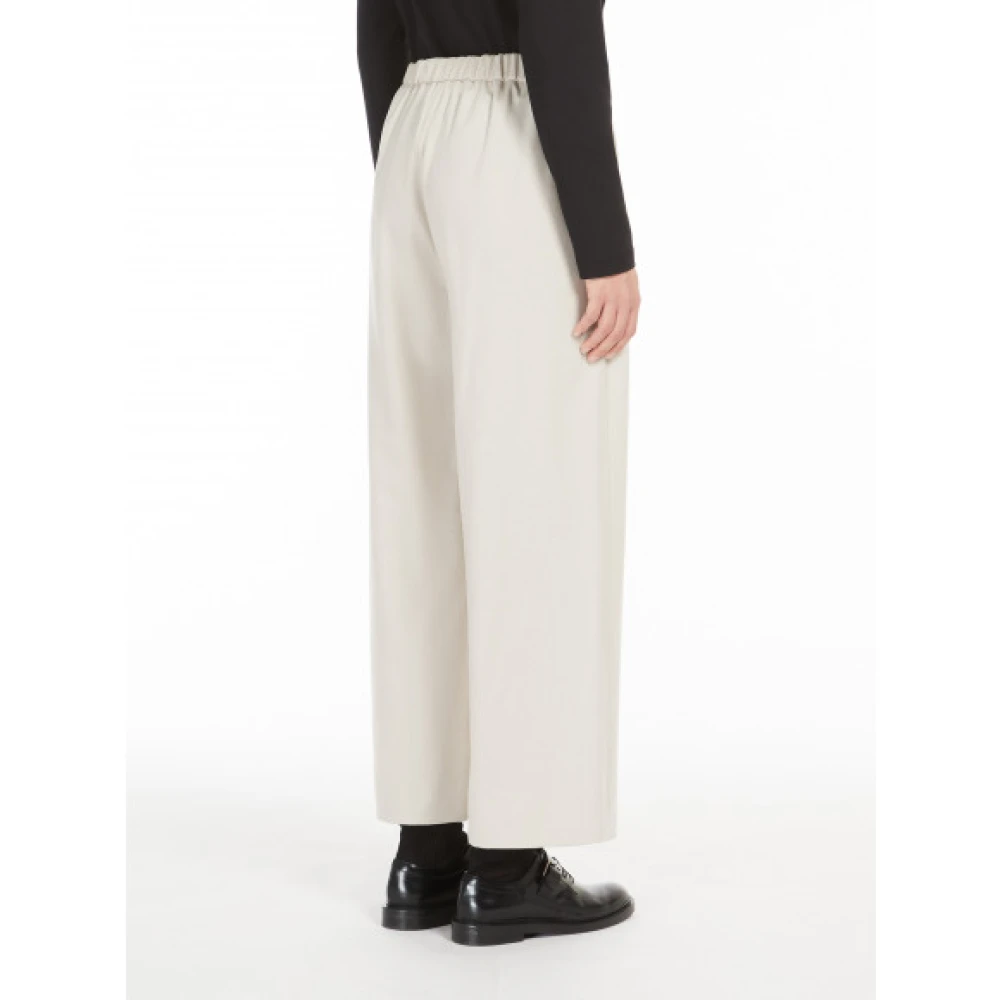 Max Mara Warme Wol Flanellen Jogger Broek White Dames