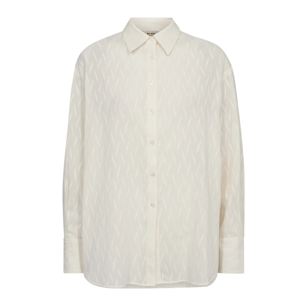 MOS MOSH Katoenen overhemd met toon-op-toon patroon Beige Dames