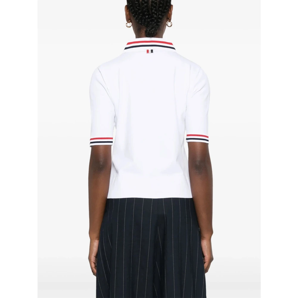 Thom Browne Witte Polo met Tricolor Strepen White Dames