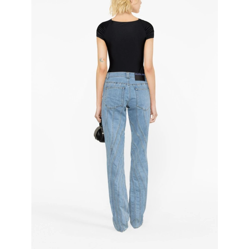 Mugler Heldere Blauwe Sneeuwspiraal Jeans Blue Dames