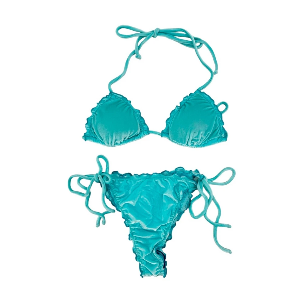 MC2 Saint Barth Fluweel Driehoek Bikini Zee Kleding Blue Dames