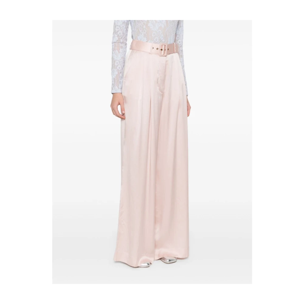 Zimmermann Beige Zijden Palazzo Broek Pink Dames
