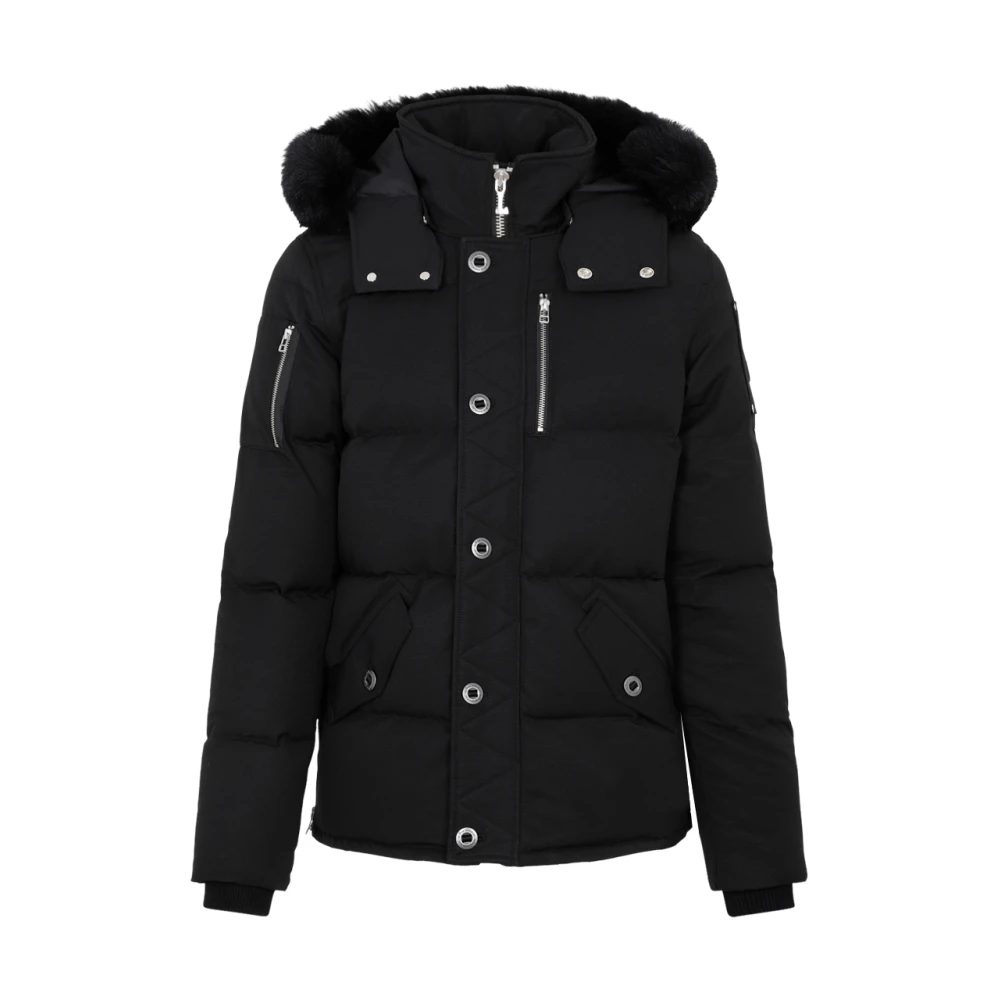 Moose Knuckles Zwarte Bontjas voor Mannen Black Heren