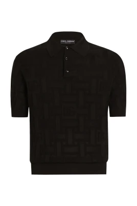 Stickad pikétröja med präglad DG-monogram