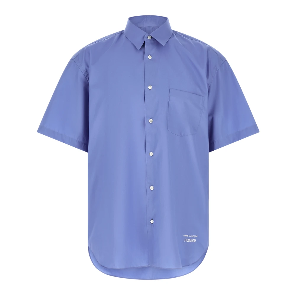 Comme Des Garçons Men's Blue Short Sleeve Poplin Shirt - Short Sleeve Shirts - M - Shirts